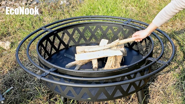 Amazon.com : EcoNook 42 Inch Wood Burning Fire Pit with 2 Loops